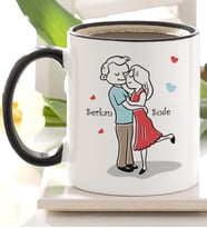 BK Gift Kişiye Özel Sevgililer Günü Temalı Siyah Kupa Bardak  12
