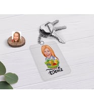 BK Gift Kişiye Özel Kadın Diyetisyen Karikatürlü Şeffaf Pleksi Anahtarlık (Beyaz)