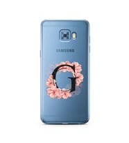 Pembe Çiçekli Harf Tasarım Süper Şeffaf Silikon Telefon Kılıfı Samsung C5 Pro   