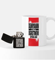 BK Gift Kişiye Özel Dünyanın En İyi Öğretmeni Temalı Çakmak ve Kupa Seti - 1