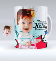 BK Gift Kişiye Özel Bebek Karikatürlü Beyaz Kupa Bardak  3