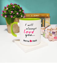 I Will Always Love You Tasarımlı Sevgiliye Sevgililer Günü Hediyesi Kupa Bardak Yeşil