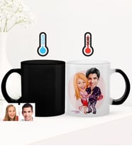 BK Gift Kişiye Özel Sevgililer Karikatürlü Sihirli Cam Kupa Bardak - 2