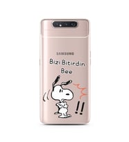 Snoopy Tasarımlı Süper Şeffaf Silikon Telefon Kılıfı Samsung A80