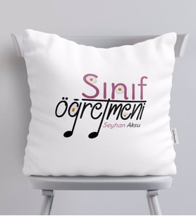 BK Gift Kişiye Özel Sınıf Öğretmeni Beyaz Yastık-16