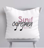 BK Gift Kişiye Özel Sınıf Öğretmeni Beyaz Yastık-16