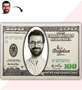 BK Gift Kişiye Özel 100 Dolar Tasarımlı Yaş Pasta Üzeri Baskılı Yenilebilir Şekerli Kağıt(Sadece Kağıt)