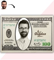 BK Gift Kişiye Özel 100 Dolar Tasarımlı Yaş Pasta Üzeri Baskılı Yenilebilir Şekerli Kağıt(Sadece Kağıt)
