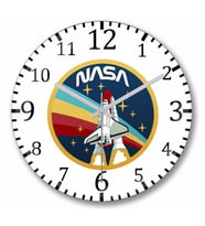 Nasa Rocket Logo Duvar Saati Bombeli Gercek Cam