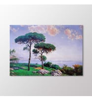 Arty Tablo Sahilde Fıstık Ağaçları Tablo (Karışık)