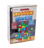 Redka Renkli Ahşap Bloklar 50 Parça Eğitici Oyuncak