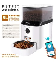 Petfit AutoDine X 5L Wi-Fi Kameralı Akıllı Otomatik Kedi Köpek Mama Kabı Besleme Ünitesi (Sesli Komut+Çelik Kase+APP Kontrol)