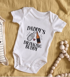 BK Kids Daddy's Drinking Buddy Tasarımlı Bebek Body Zıbın - Model 2