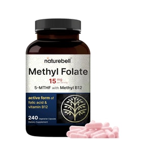 NatureBell L Methylfolate 15mg, 240 Veggie Capsules.Abd Menşei (Renksiz)