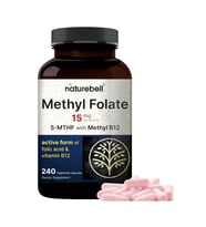 NatureBell L Methylfolate 15mg, 240 Veggie Capsules.Abd Menşei (Renksiz)
