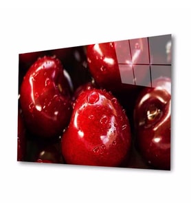İdealizbiz  Kiraz Meyveler Cam Tablo 4mm Dayanıklı Temperli Cam