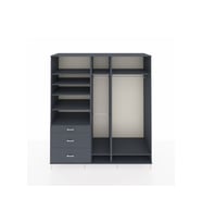 Kronos Dolap 9 Raflı 3 Çekmeceli 3 Askılı 220x59x243 Antrasit-Antrasit/Antrasit
