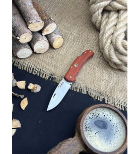 Piknik Çakısı Kamp Bıçağı Katlanabilir Çakı Outdoor Bıçak Deri Kılıf Hediyeli Paduk Ağacı Saplı