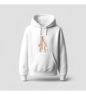 Point Shoes Baskılı Hoodie Sweatshirt (Beyaz)