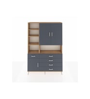Arges Gardrop 8 Raflı 5 Çekmeceli 3 Kapaklı 132x30x195 Çam-Antrasit