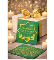 Ramazan Bayramı ALtın Varak Desenli Yeşil Peçete