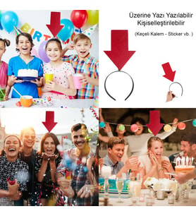 Kişiselleştirilebilir Ok Taç – Üzerine Yazı Yazılabilen Parti Tacı Kırmızı Renk (5343)