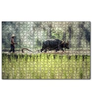 Cakapuzzle Pirinç Tarlası Süren Vietnamlı  Puzzle Yapboz MDF (Ahşap) (120 Parça)
