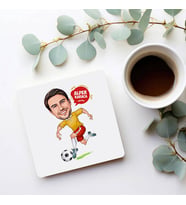 Kişiye Özel Top Süren Futbolcu Karikatürlü Bardak Altlığı