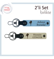 Erkek Kardeşe Sporcu Temalı Hediye, Kickboks Figürlü Kişisel İsimli Anahtarlık, Gök Mavi-Sütlü Kahve