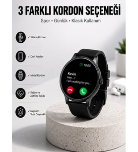 Akıllı Saat Sesli Görüşme Bluetooth Bağlantılı 3 Kordonlu Yeni Nesil