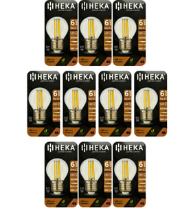 (10 Adet) Heka 6W (51W) 6500K (Beyaz Işık) E27 Duylu Şeffaf Led Ampul