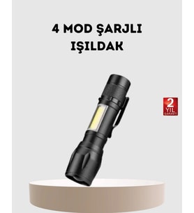 Profesyonel 4 Modlu Şarjlı El Feneri 1300 mAh Batarya Cree LED Teknolojisi