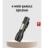 Profesyonel 4 Modlu Şarjlı El Feneri 1300 mAh Batarya Cree LED Teknolojisi