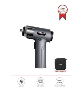 Torima TTS-01 Gri 30 Parça Sarjlı Tornavida Seti – Led Işıklı Mıknatıslı Type-c