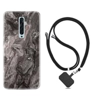 Oppo Reno 2Z 4 Lite 4 Pro 5 6 7 A31 Kılıf Boyun Askılı Silikon Gri Mermer 1376