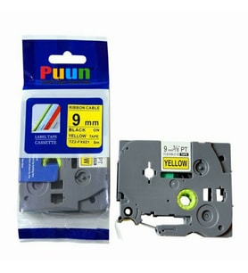 PUUN®Brother P-Touch TZE-FX621 Muadil Sarı Esnek Etiket Siyah (9mm x 8m) (Çok Renkli)