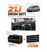 e-biz KİA VENGA (2009-2011) Uyumlu Torpido Örtüsü + Tay Tüyü Bagaj Çantası Seti - Siyah-Bej - KI025