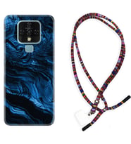 Tecno Camon 16 18P Pova Kılıf Boyun Asklı Rasta Silikon Blue MArble 1379