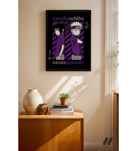 Naruto ve Sasuke Poster, Siyah Çerçeveli Duvar Tablosu - Anime Severlere Özel Hediye