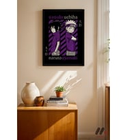 Naruto ve Sasuke Poster, Siyah Çerçeveli Duvar Tablosu - Anime Severlere Özel Hediye