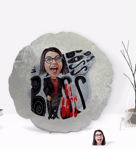 BK Gift Kişiye Özel Kadın Big Boss Karikatürlü Yuvarlak Dekoratif Kırlent Yastık-3