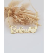 Disney Font Minnie Mouse Figürlü İsim Kolye 925K Gümüş (Gold)