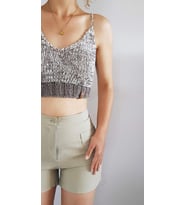 Croptop Doğal Örgü Denge Serisi-kahve/krem (Kahverengi - Bej)