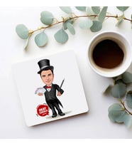 Kişiye Özel Sihirbaz Erkek Karikatürlü Bardak Altlığı