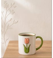 Porselen Çiçek Desen Kupa 335ml