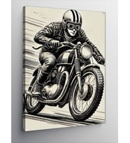Kanvas Tablo Eski Motosiklet Çizimi