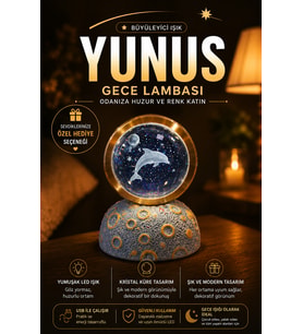 Yunus Temalı Kristal Küre LED Gece Lambası Dekoratif Masa Lambası USB Çalışan