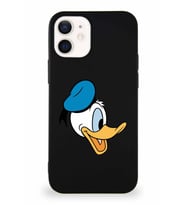Apple iPhone 12 Mini Soft Premier Kapak Donald Duck-F Tasarımlı Silikon Kılıf - Siyah (Şeffaf)