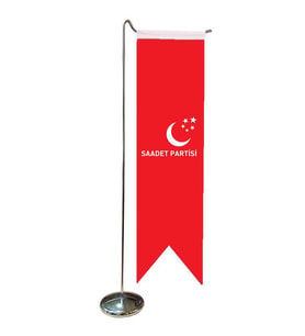 Masa Üstü Kırlangıç Saadet Partisi Bayrağı + Krom L Direk Masa Bayrak Seti