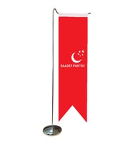 Masa Üstü Kırlangıç Saadet Partisi Bayrağı + Krom L Direk Masa Bayrak Seti